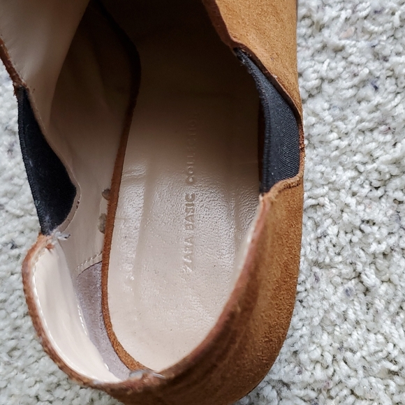 Zara Brown Suede Ankle Booties Boots Slip on Shoes Size EU 40 / US 9 - Picture 4 of 8